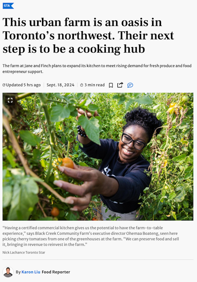 Black Creek Community Farm Shines in the Toronto Star!