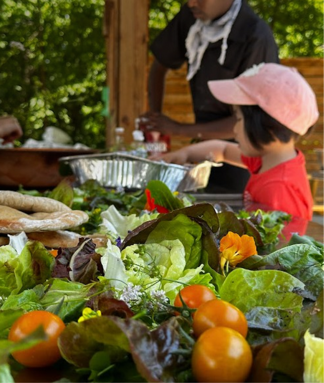 child with vegetables